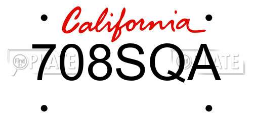 708SQA California License Plate
