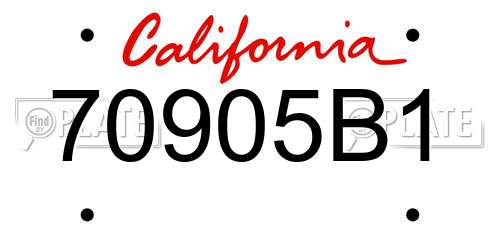 70905B1 California License Plate