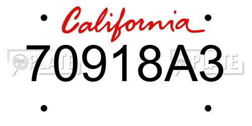 70918A3 California License Plate