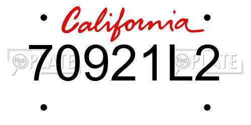 70921L2 California License Plate