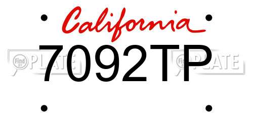 7092TP California License Plate