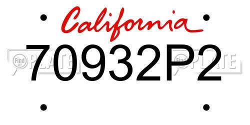70932P2 California License Plate