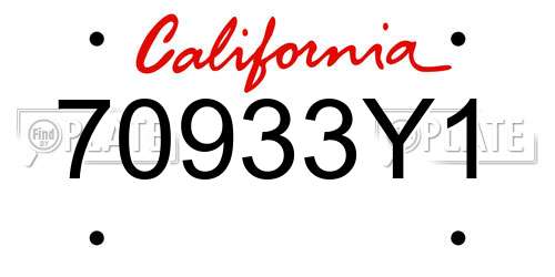 70933Y1 California License Plate