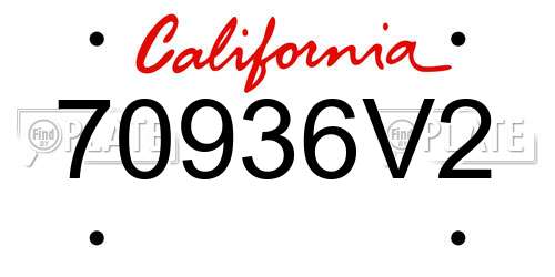 70936V2 California License Plate