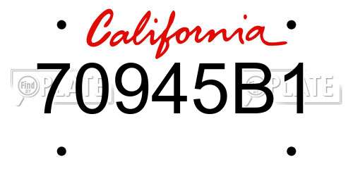70945B1 California License Plate