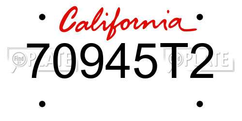 70945T2 California License Plate