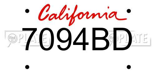 7094BD California License Plate