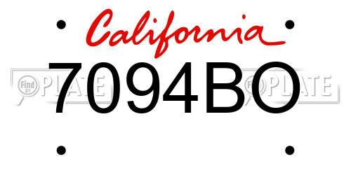7094BO California License Plate