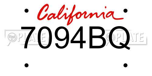 7094BQ California License Plate