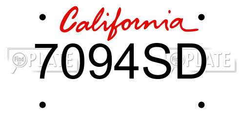 7094SD California License Plate