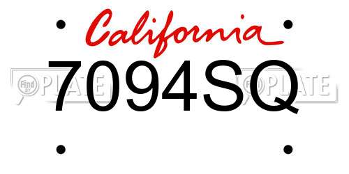 7094SQ California License Plate