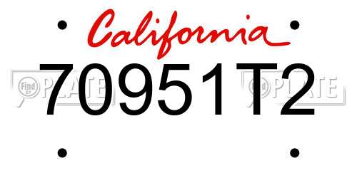 70951T2 California License Plate