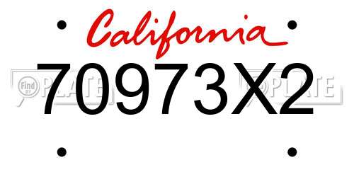 70973X2 California License Plate