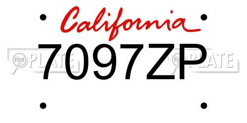 7097ZP California License Plate