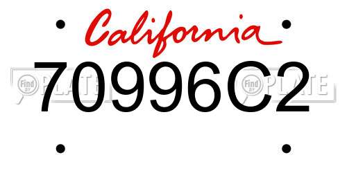 70996C2 California License Plate