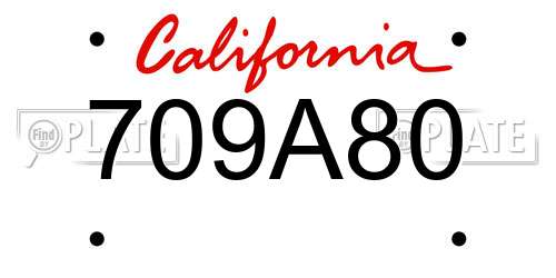 709A80 California License Plate