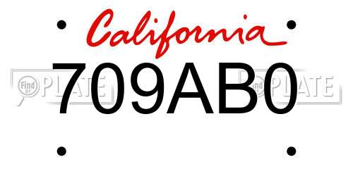 709AB0 California License Plate