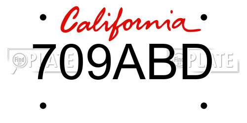 709ABD California License Plate