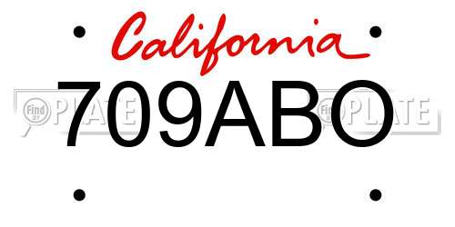 709ABO California License Plate