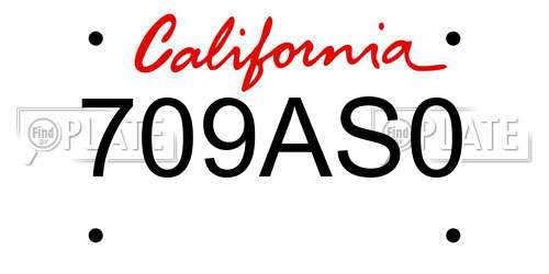 709AS0 California License Plate