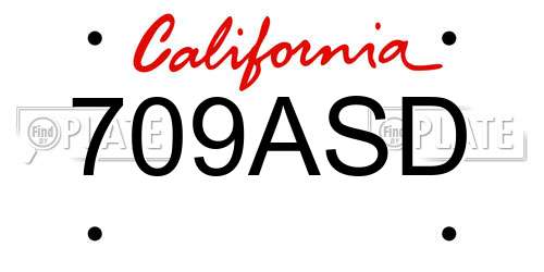709ASD California License Plate
