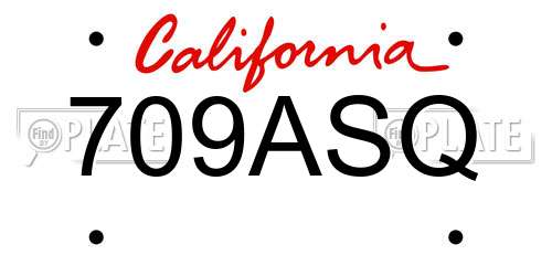 709ASQ California License Plate