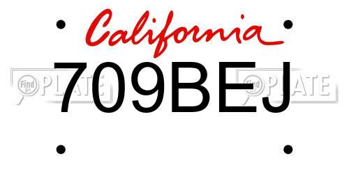 709BEJ California License Plate