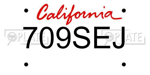 709SEJ California License Plate