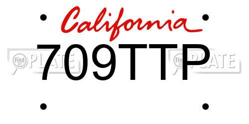 709TTP California License Plate