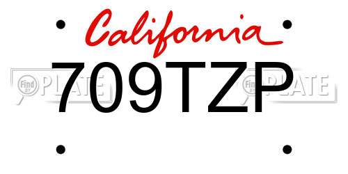 709TZP California License Plate