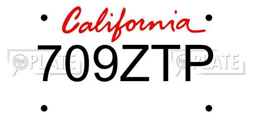 709ZTP California License Plate