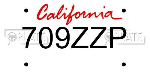 709ZZP California License Plate