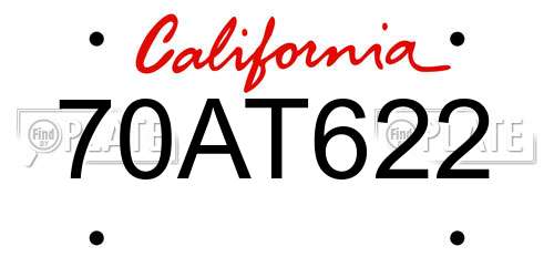 70AT622 California License Plate