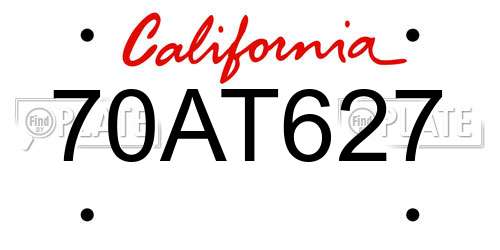 70AT627 California License Plate