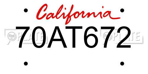 70AT672 California License Plate
