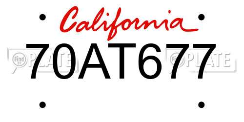 70AT677 California License Plate