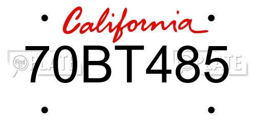 70BT485 California License Plate