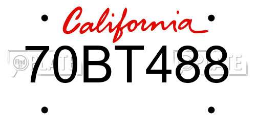 70BT488 California License Plate