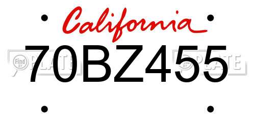 70BZ455 California License Plate