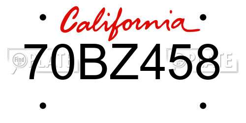 70BZ458 California License Plate