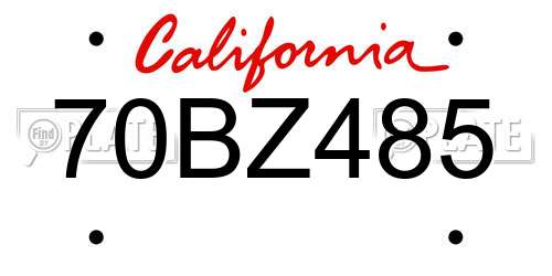 70BZ485 California License Plate