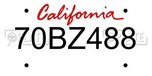 70BZ488 California License Plate