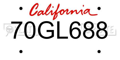 70GL688 California License Plate