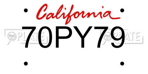 70PY79 California License Plate