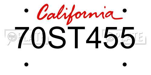 70ST455 California License Plate
