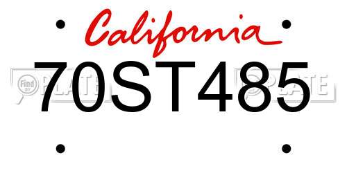 70ST485 California License Plate