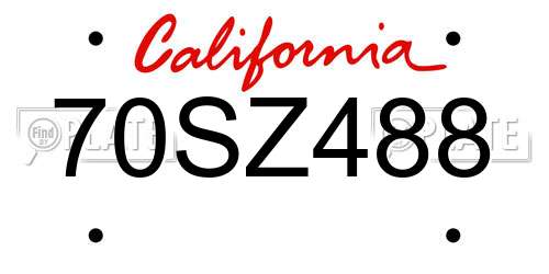 70SZ488 California License Plate