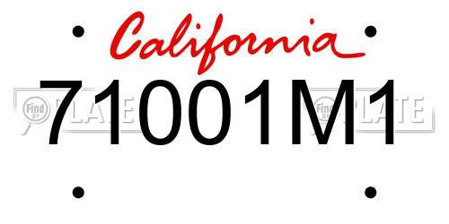 71001M1 California License Plate