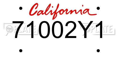 71002Y1 California License Plate