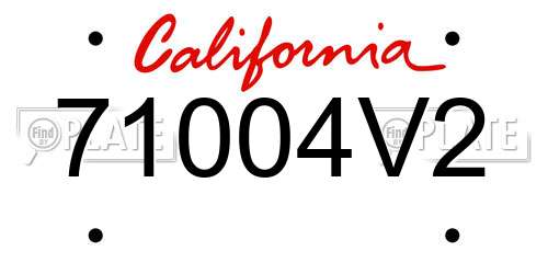 71004V2 California License Plate